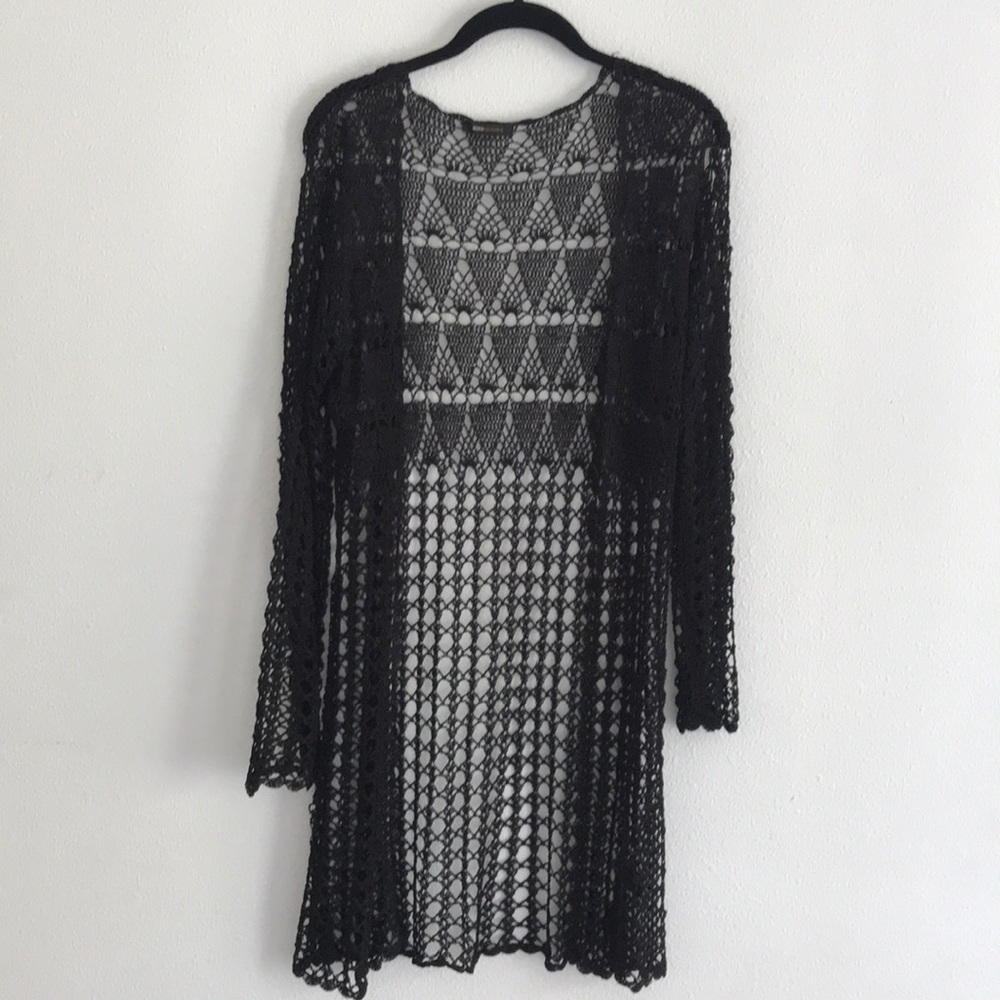 Black Croquet Button Up Cardigan